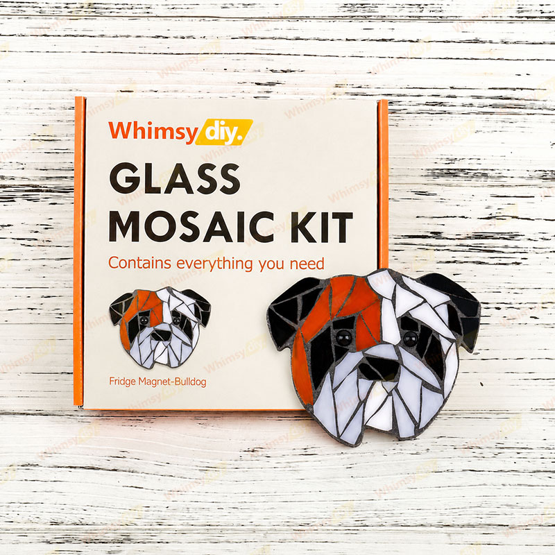 Whimsy DIY Fridge Magnet- Bulldog Glass Mosaic Kit Puzzles
