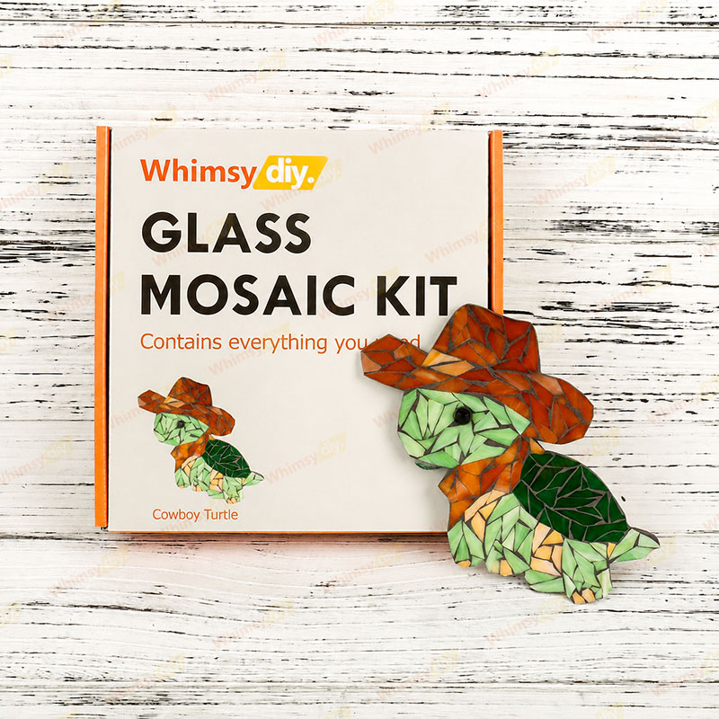 Whimsy DIY Cowboy Turtle Glass Mosaic Kit Puzzles