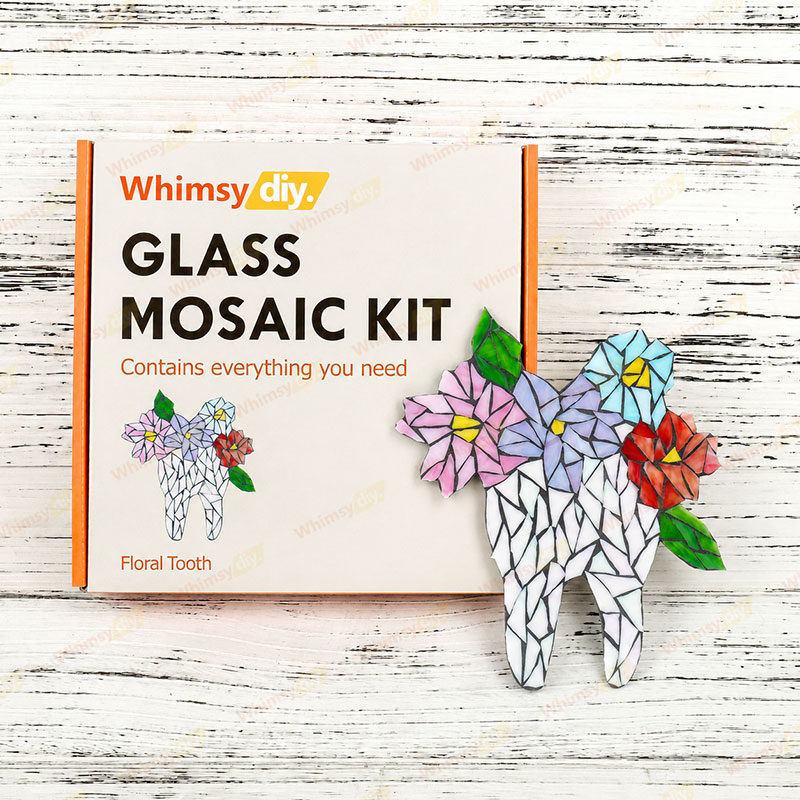 Whimsy DIY Floral Tooth Glass Mosaic Kit Puzzles