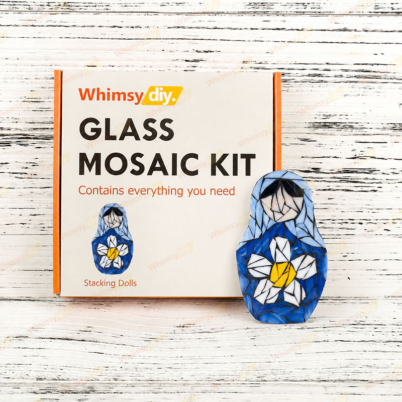 Whimsy DIY Stacking Dolls-Blue Glass Mosaic Kit Puzzles