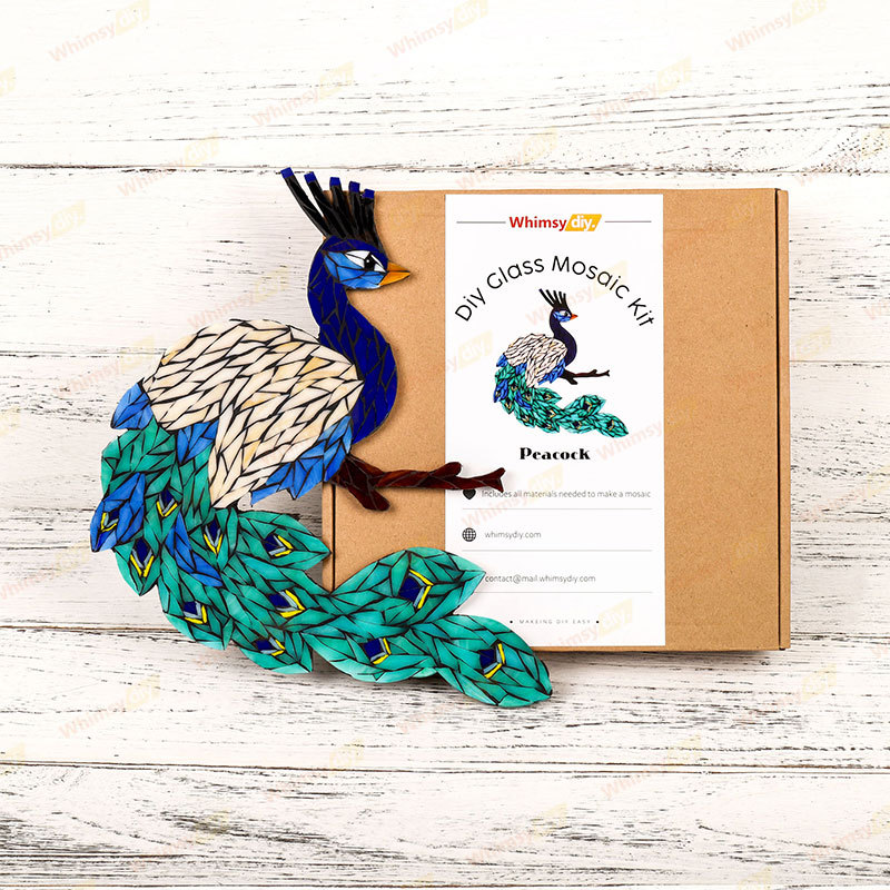 Peacock Glass Mosaic Kit | DIY Arts & Crafts Kit for Adults