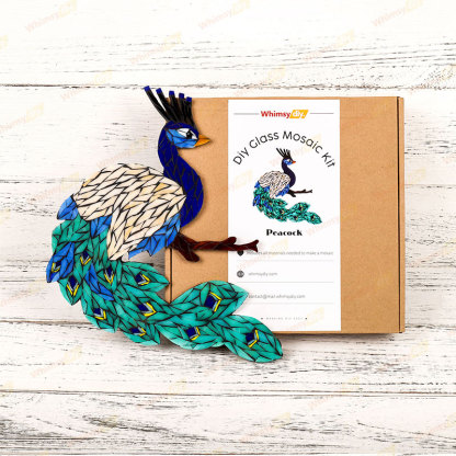 Peacock Glass Mosaic Kit | DIY Arts & Crafts Kit for Adults