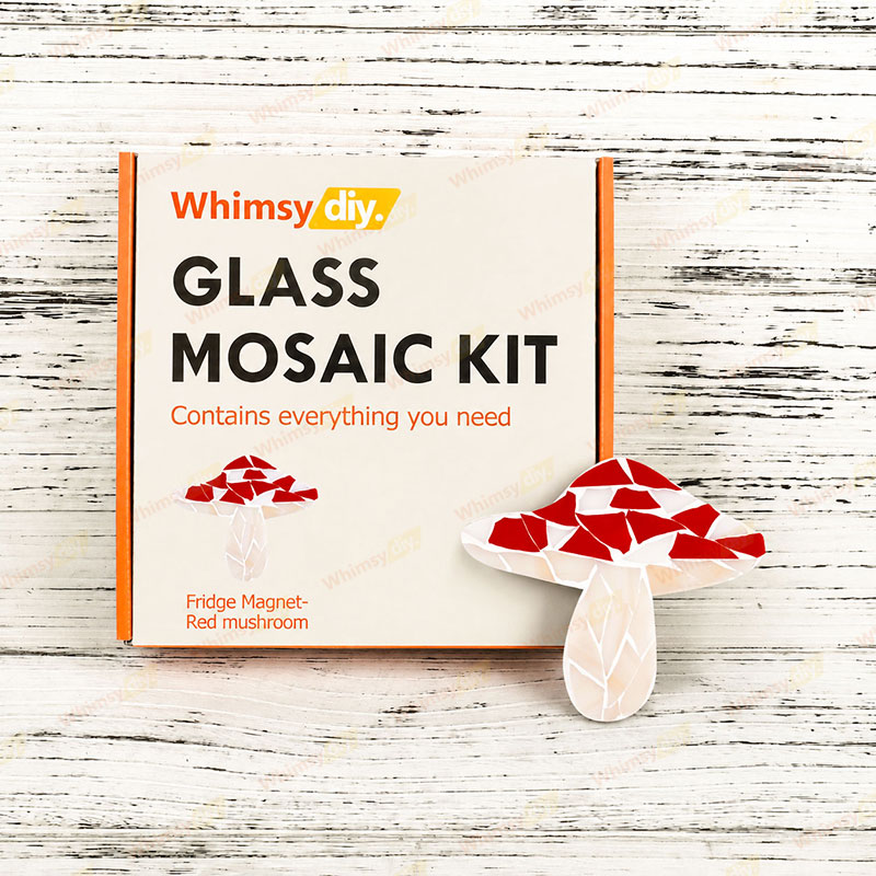 Whimsy DIY Fridge Magnet - Red mushroom Glass Mosaic Kit Puzzles