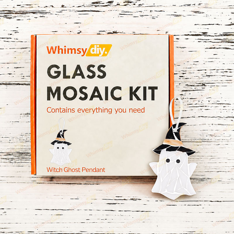 Whimsy DIY Witch Ghost Pendant Glass Mosaic Kit Puzzles