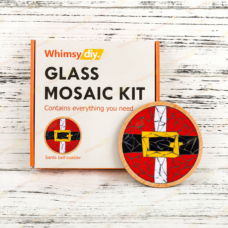 Whimsy DIY Santa Belt Coaster Glass Mosaic Kit Puzzles