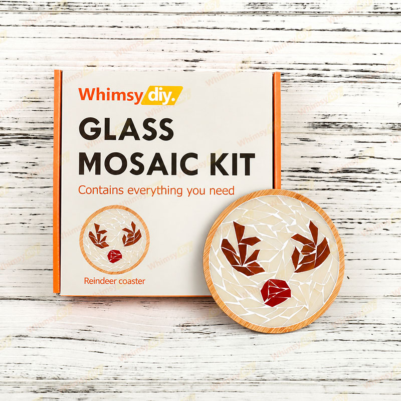 Whimsy DIY Reindeer Coaster Glass Mosaic Kit Puzzles