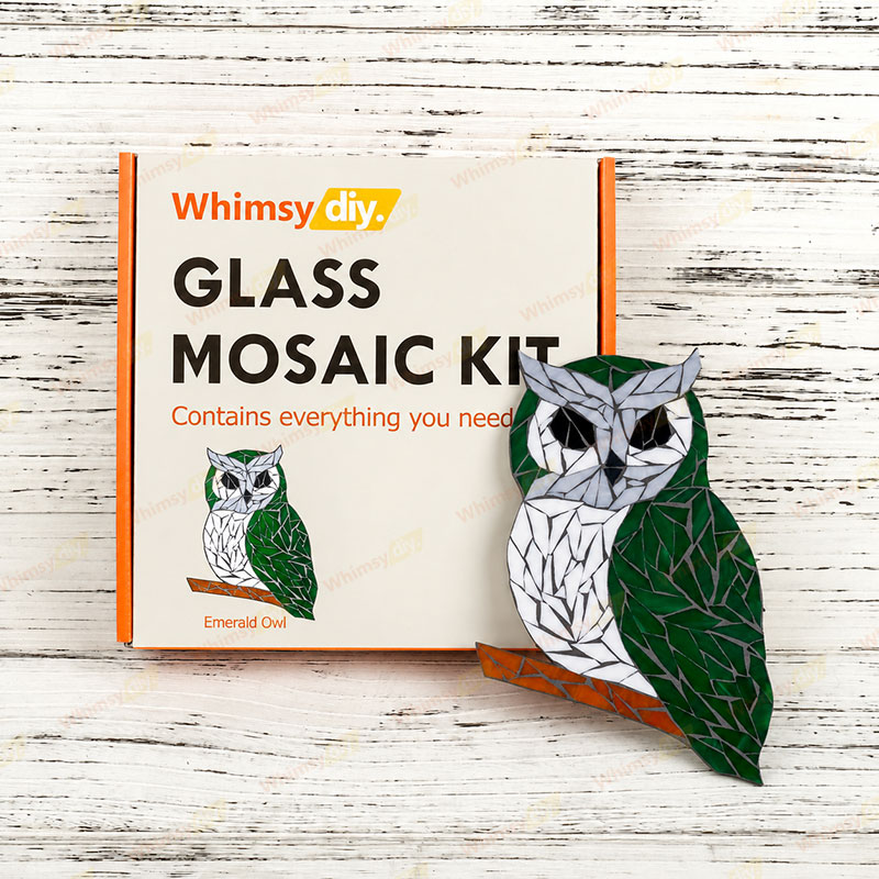 Whimsy DIY Emerald Owl Glass Mosaic Kit Puzzles