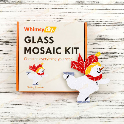 Whimsy DIY Skating Snowman Glass Mosaic Kit Puzzles