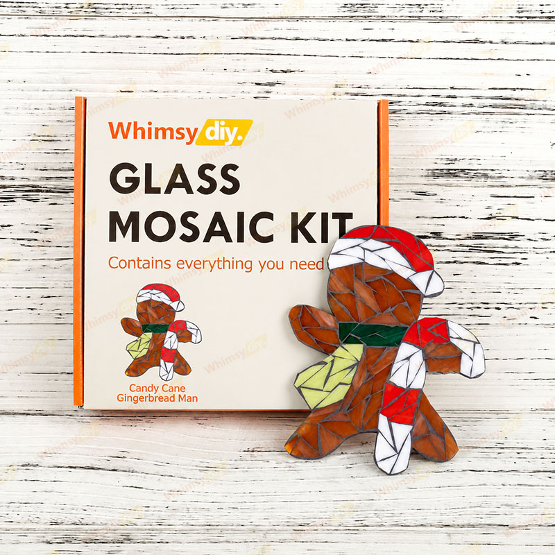 Whimsy DIY Candy Cane Gingerbread Man Glass Mosaic Kit Puzzles