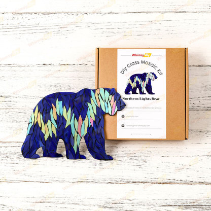 Northern Lights Bear Glass Mosaic Kit | DIY Arts & Crafts Kit for Adults
