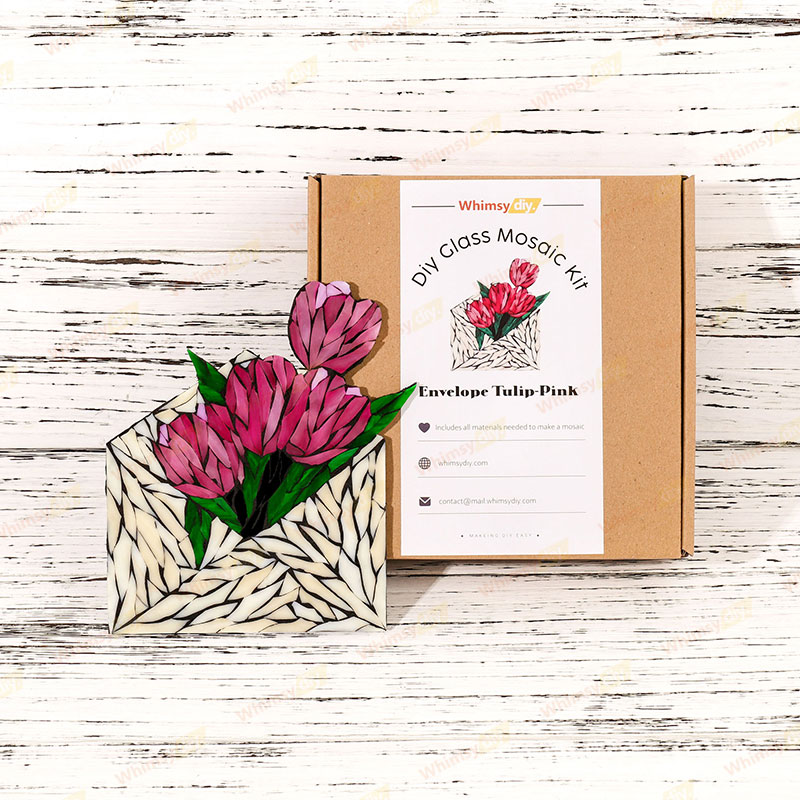 Envelope Tulip Stained Glass Mosaic Kit - Pink