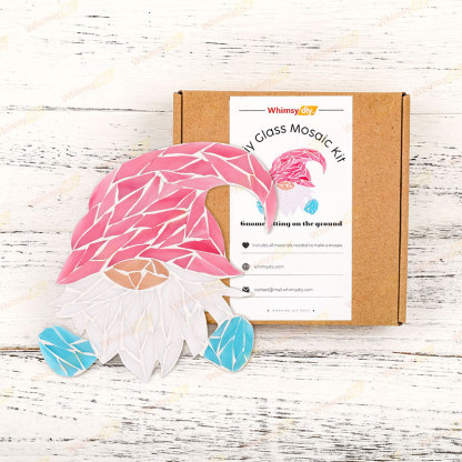 Gnome sitting on the ground Glass Mosaic Kit | DIY Arts & Crafts Kit for