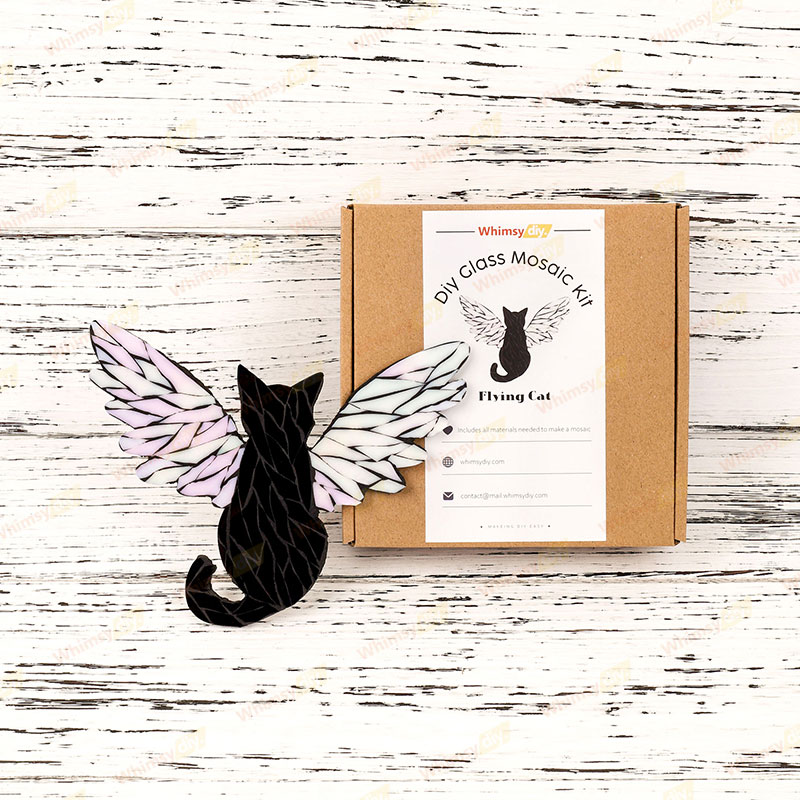 Flying Cat Stained Glass Mosaic Kit