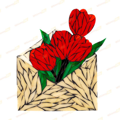 Mother's Day Envelope Tulip Stained Glass Mosaic Kit - Red