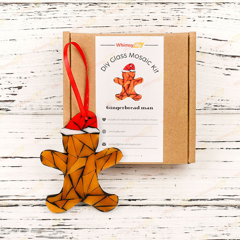 Gingerbread Man Christmas Ornaments Glass Mosaic Kit