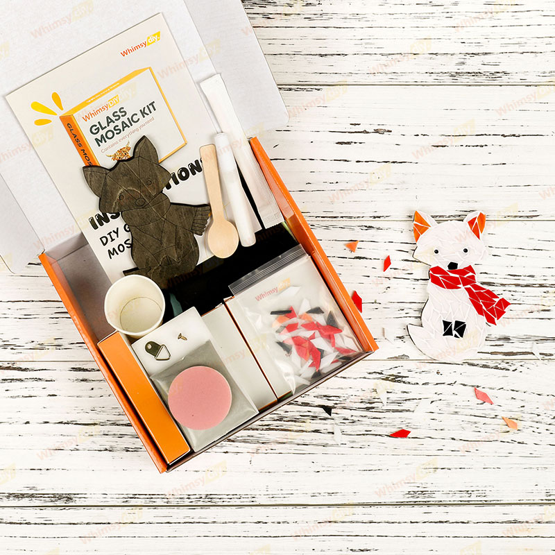 Whimsy DIY Arctic Fox Glass Mosaic Kit Puzzles