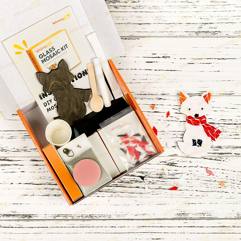 Whimsy DIY Arctic Fox Glass Mosaic Kit Puzzles