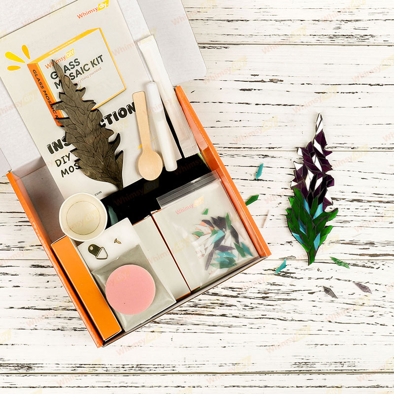 Whimsy DIY Purple Weedy Flower Glass Mosaic Kit Puzzles