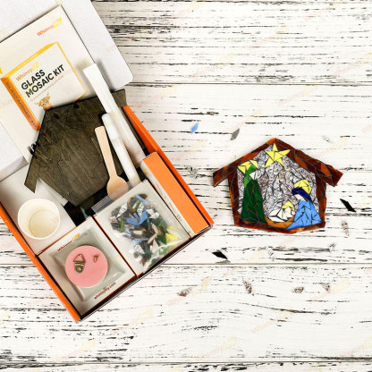 Whimsy DIY Simple Nativity Glass Mosaic Kit Puzzles