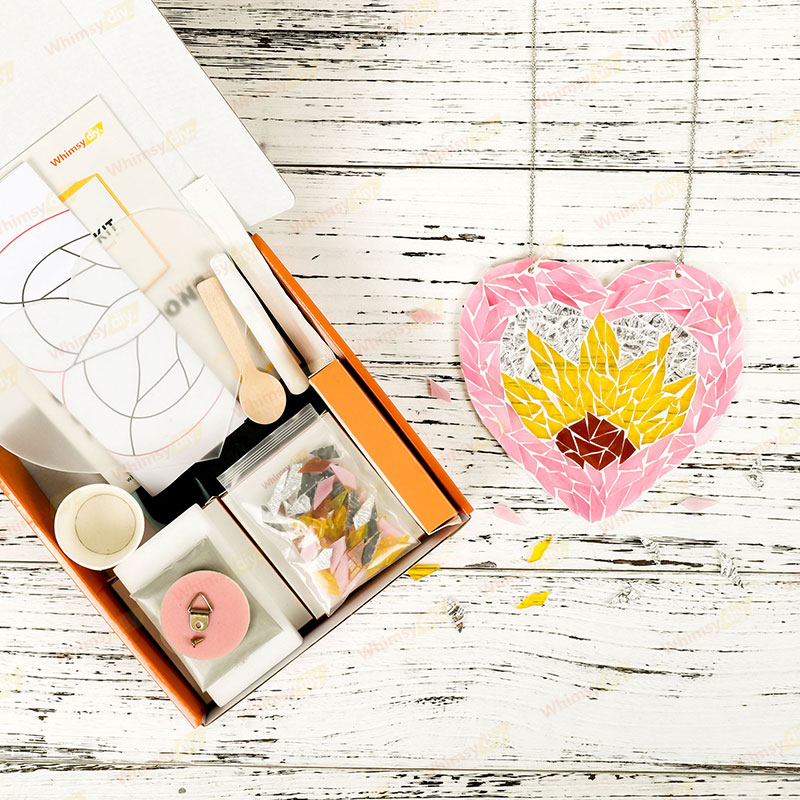 Whimsy DIY Sunflower Heart Glass Mosaic Kit Puzzles