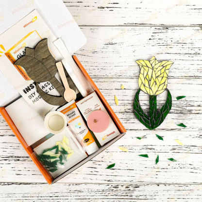 Whimsy DIY Yellow Tulip Flower Glass Mosaic Kit Puzzles