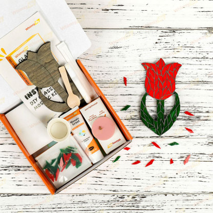 Whimsy DIY Red Tulip Flower Glass Mosaic Kit Puzzles