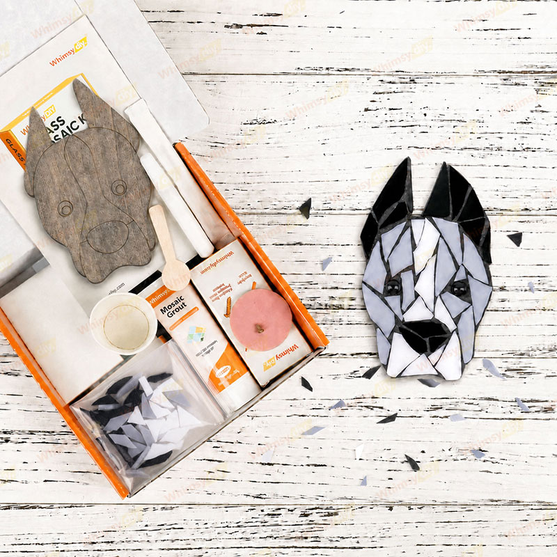 Whimsy DIY Fridge Magnet- Boston Terrier Glass Mosaic Kit Puzzles