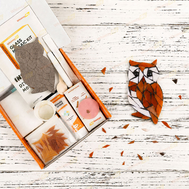 Whimsy DIY Fridge Magnet- Owl Glass Mosaic Kit Puzzles