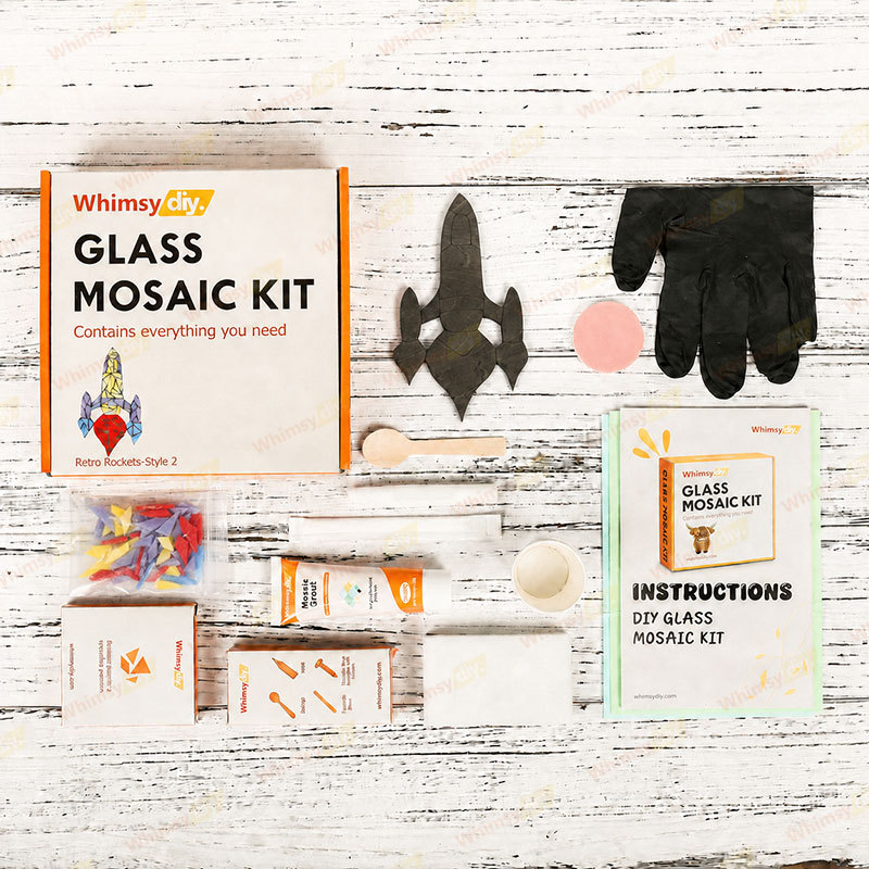 Whimsy DIY Retro Rocket-Style 2 Glass Mosaic Kit Puzzles