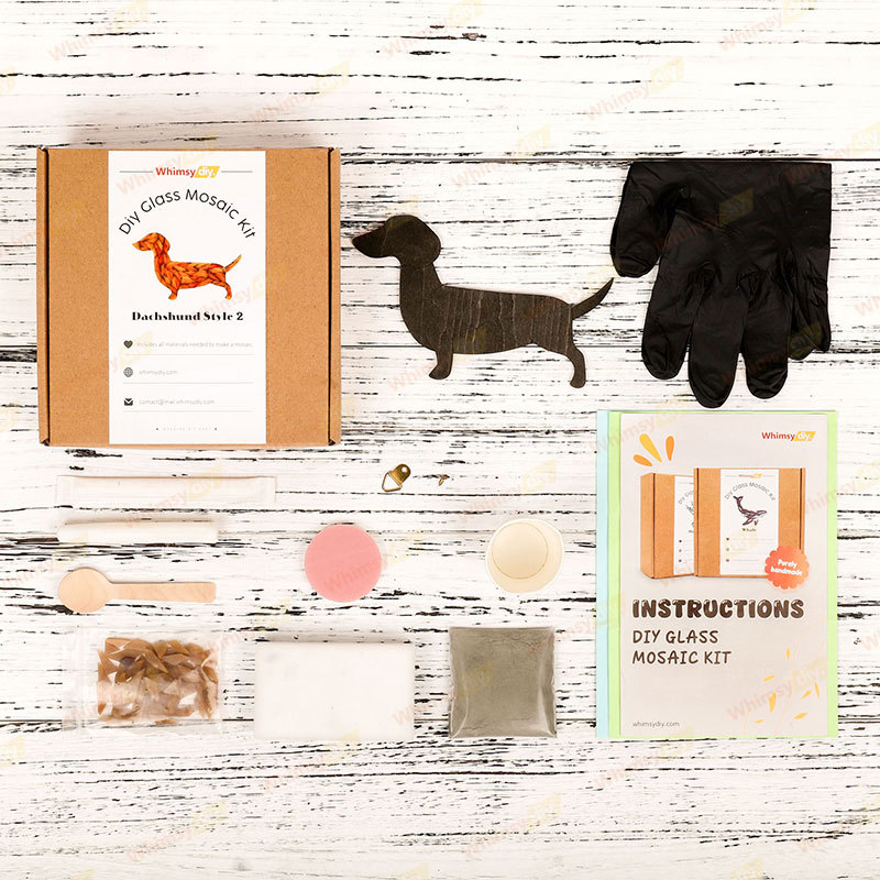 Dachshund Style 2 Glass Mosaic Kit-Ships on 8/10