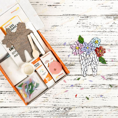 Whimsy DIY Floral Tooth Glass Mosaic Kit Puzzles