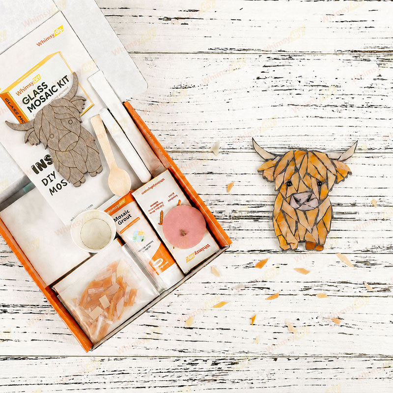 Whimsy DIY Fridge Magnet - Highland Cow Glass Mosaic Kit Puzzles
