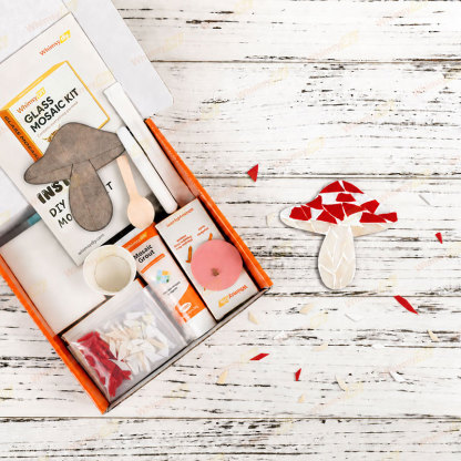 Whimsy DIY Fridge Magnet - Red mushroom Glass Mosaic Kit Puzzles