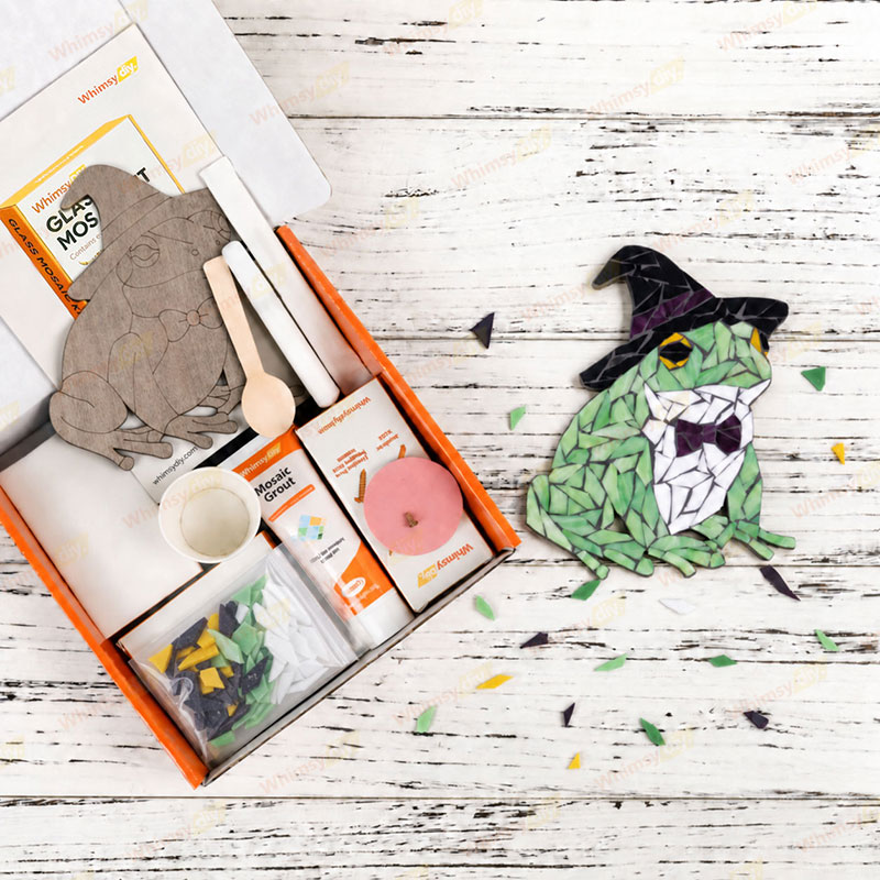 Whimsy DIY Witch Hat Frog Glass Mosaic Kit Puzzles
