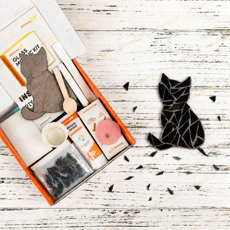 Whimsy DIY Fridge Magnet - Black cat Glass Mosaic Kit Puzzles