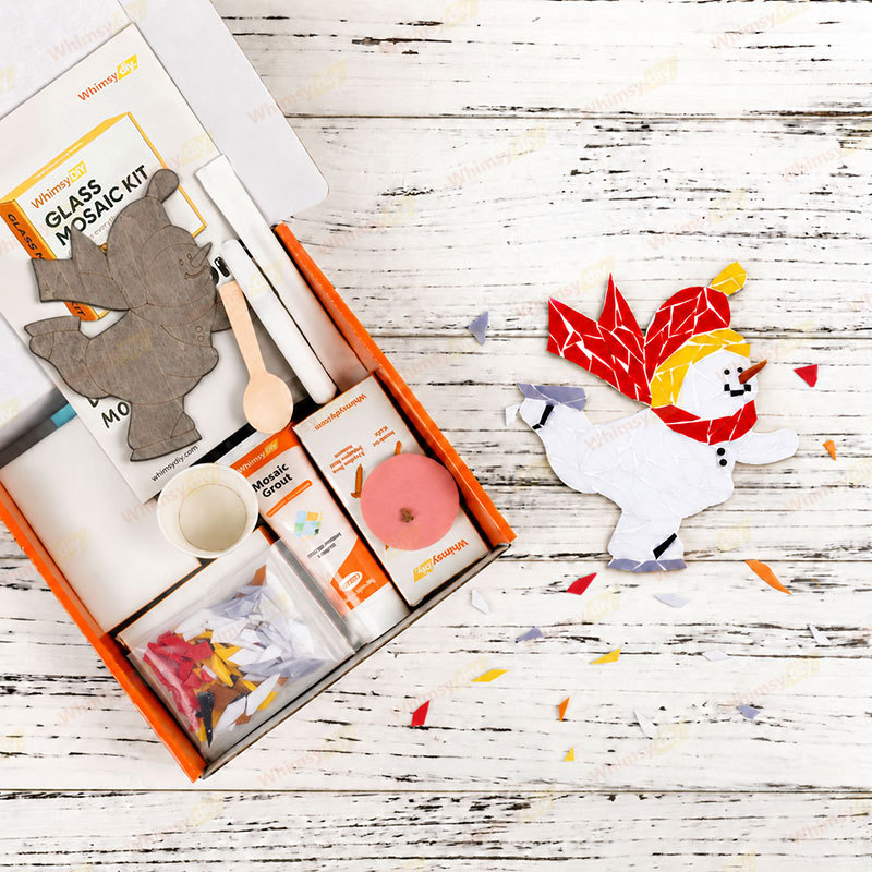 Whimsy DIY Skating Snowman Glass Mosaic Kit Puzzles