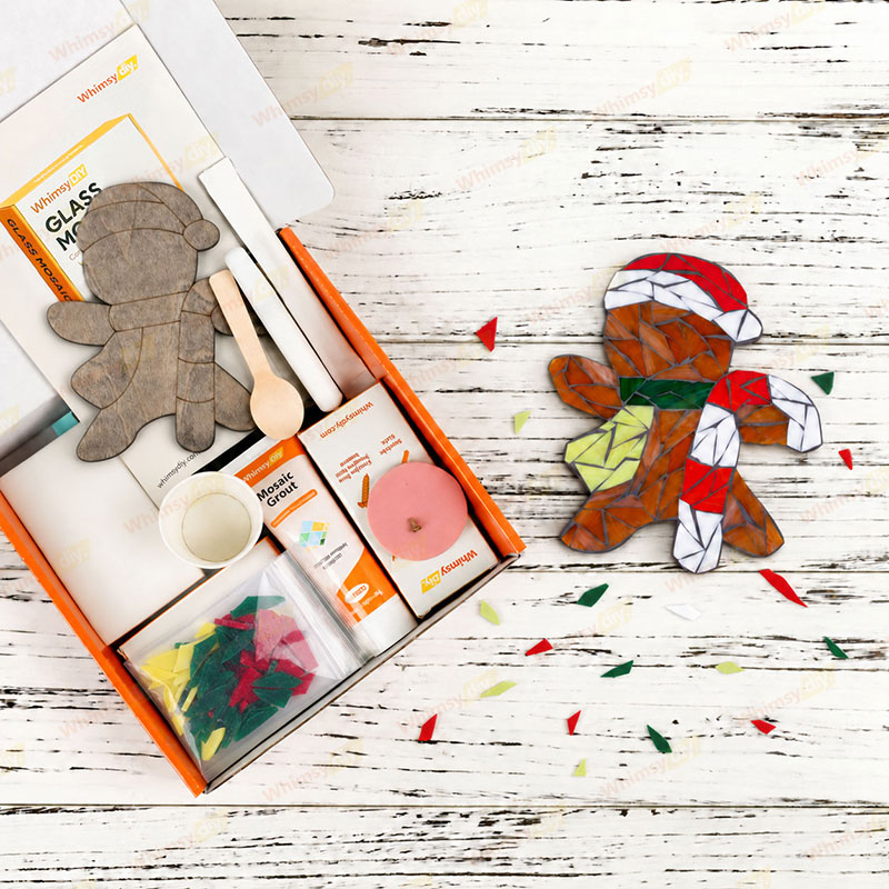 Whimsy DIY Candy Cane Gingerbread Man Glass Mosaic Kit Puzzles