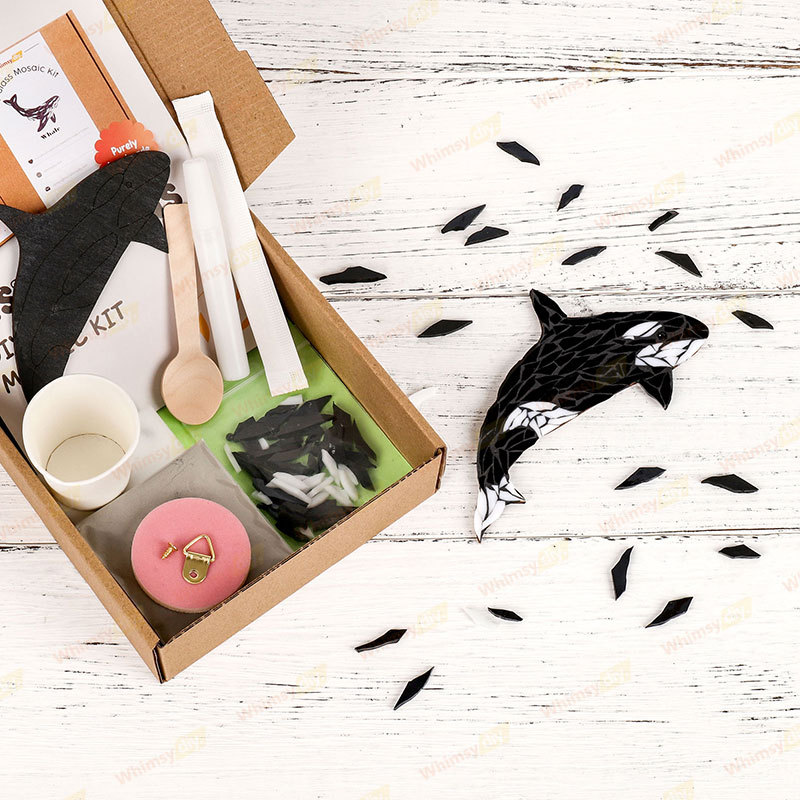Black Dolphin Glass Mosaic Kit | DIY Arts & Crafts Kit for Adults