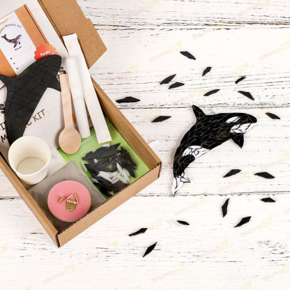 Black Dolphin Glass Mosaic Kit | DIY Arts & Crafts Kit for Adults