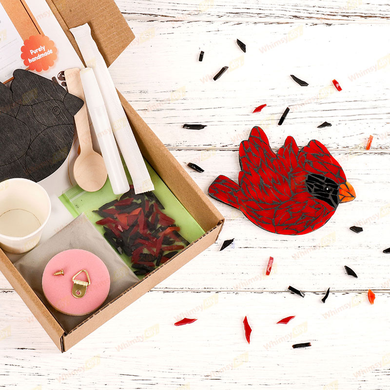 Flying Cardinal Glass Mosaic Kit | DIY Arts & Crafts Kit for Adults