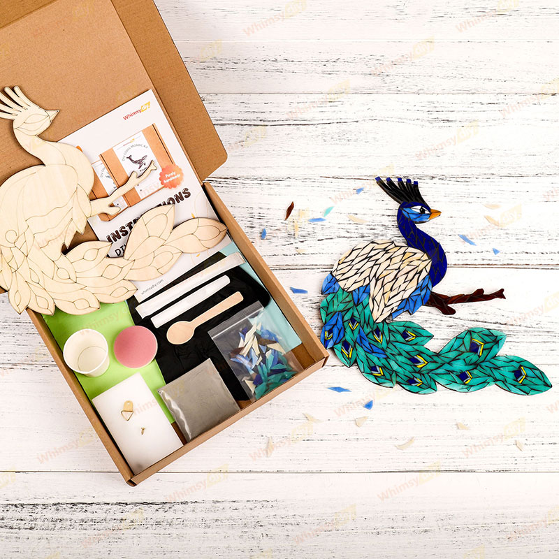 Peacock Glass Mosaic Kit | DIY Arts & Crafts Kit for Adults