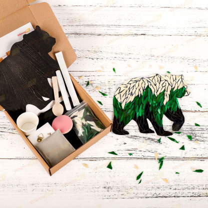 Grizzly Bear Glass Mosaic Kit | DIY Arts & Crafts Kit for Adults