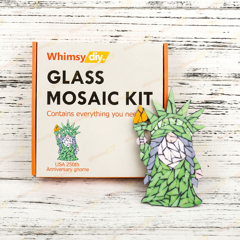 Whimsy DIY USA 250th Anniversary Gnome Glass Mosaic Kit Puzzles