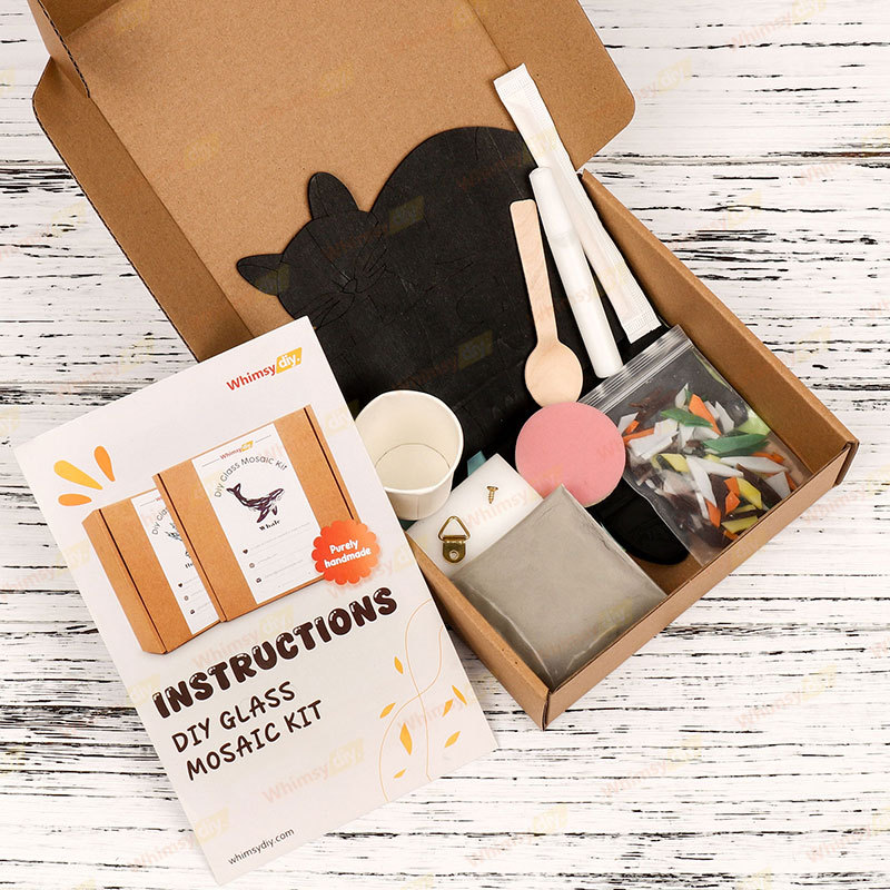 Cat Lying on Book Glass Mosaic Kit