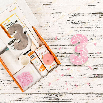 Whimsy DIY Fridge Magnet numbers-3 Glass Mosaic Kit Puzzles