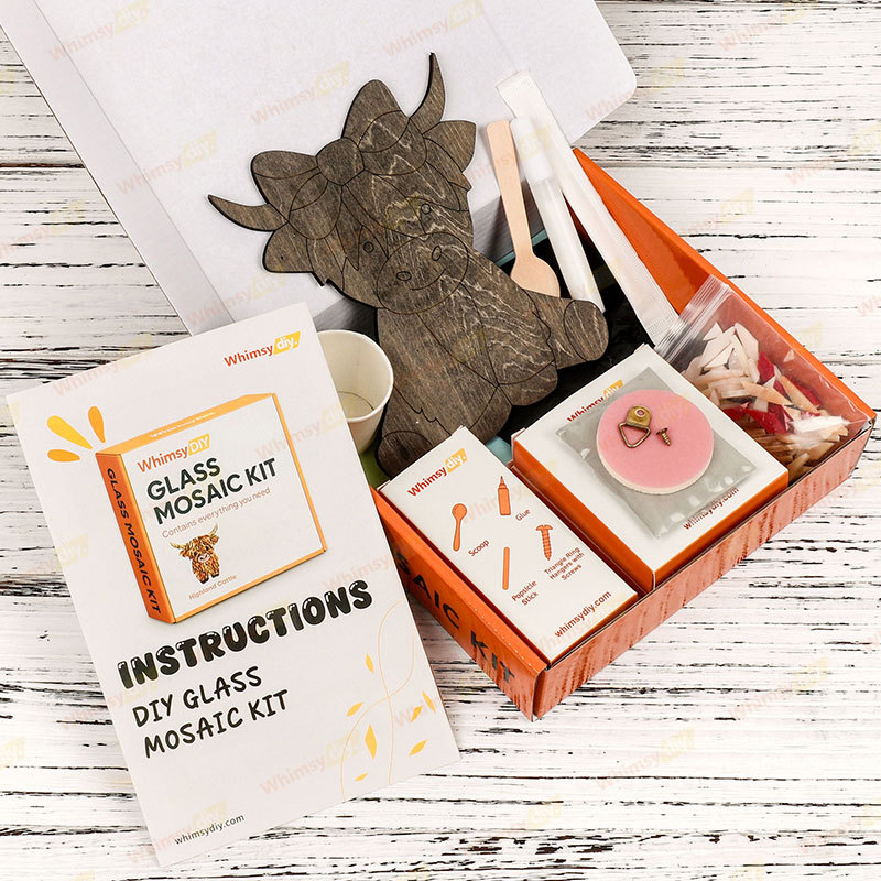 Cute Highland Cow Glass Mosaic Kit