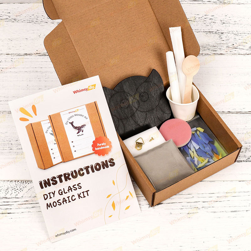 Owl Glass Mosaic Kit | DIY Arts & Crafts Kit for Adults | Blue