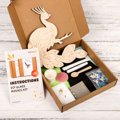 Peacock Glass Mosaic Kit | DIY Arts & Crafts Kit for Adults