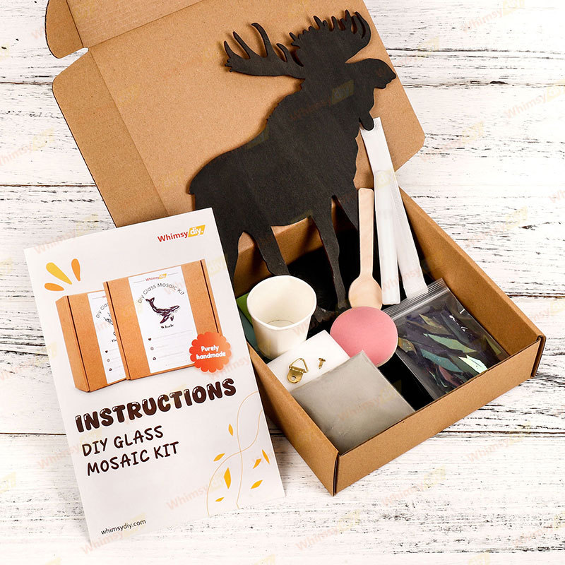 Northern Lights Moose Glass Mosaic Kit | DIY Arts & Crafts Kit for Adults