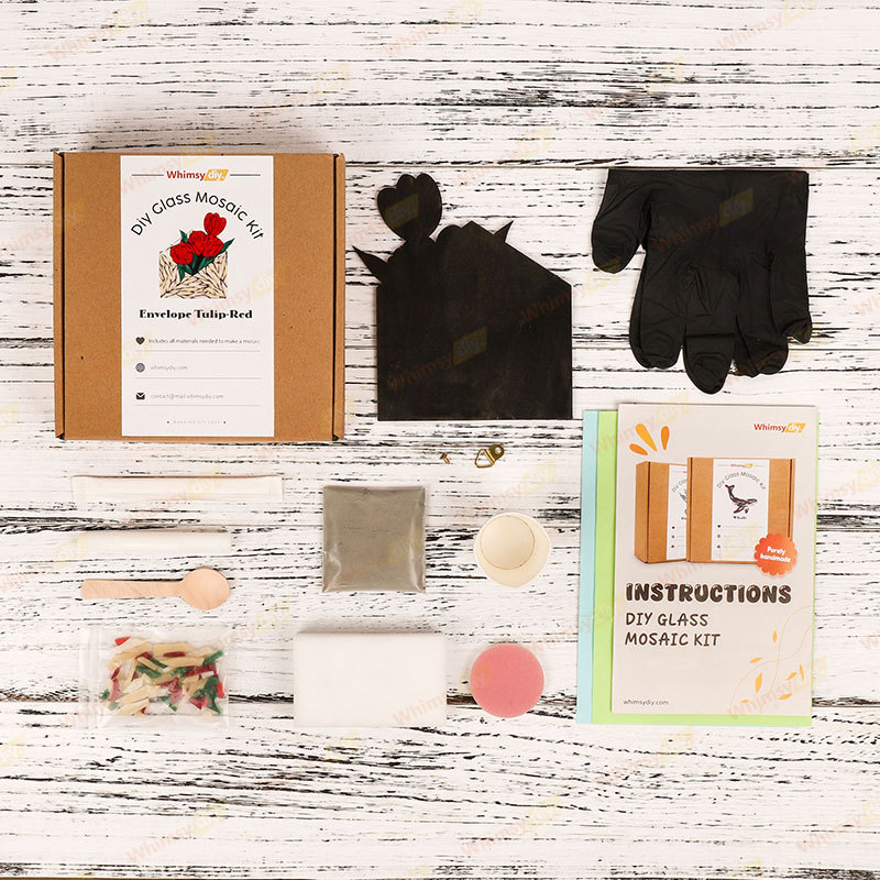 Mother's Day Envelope Tulip Stained Glass Mosaic Kit - Red